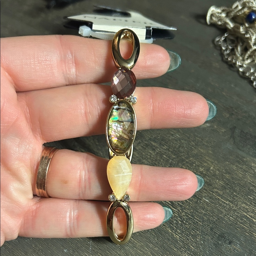 Napier Gold Abalone‎ and Gemstones Stretch NWT Bracelet